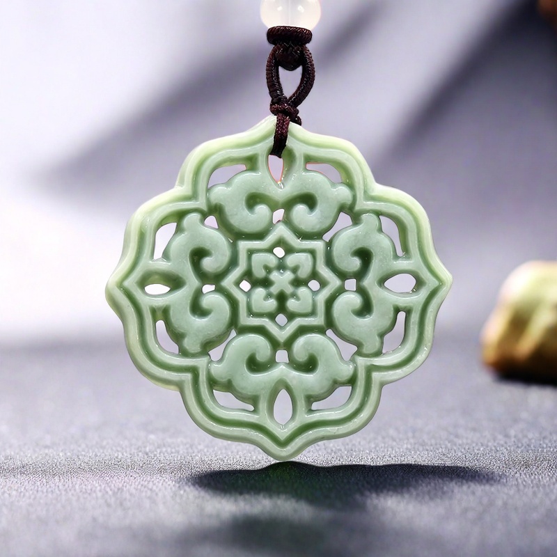Women'S Accessories Designer - Natürliche echte Jade-Blumen-Anhänger-Halskette, Modedesigner, geschnitzter Schmuck,