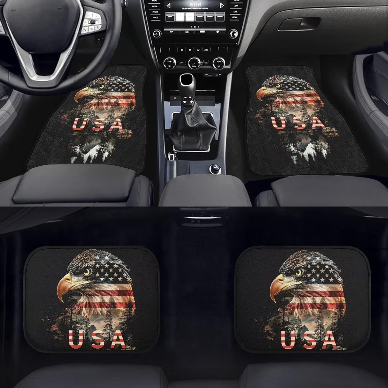 Women Accessories Usa - 4 Stück USA Eagle Auto-Fußmatten, Autozubehör