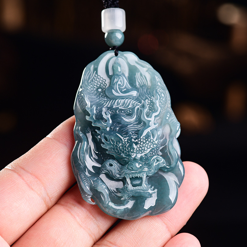 Women'S Accessories Designer - Natürliche burmesische Jadeit-Drachen-Anhänger-Halskette, Vintage-Designer-Mode, echter Jade-Luxus-Schmuck,