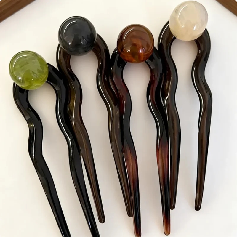Pearl Hair Pin - Modische Farbige Perlen U-förmige Haarstäbchen Haarnadel