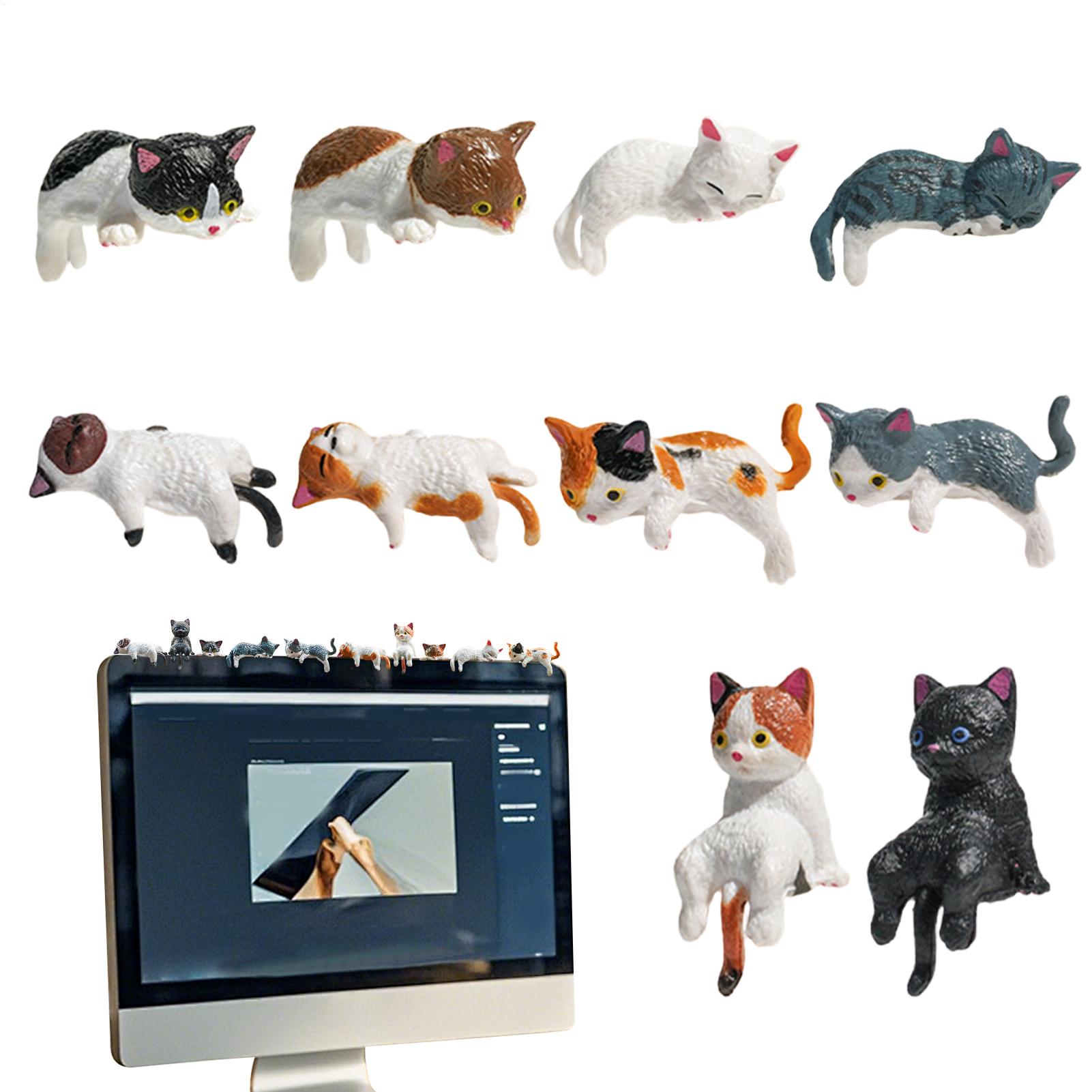 Women Accessories India - 10 Stück Niedliche Mini-Katzen-Ornamente für Auto-Mittelkonsole,