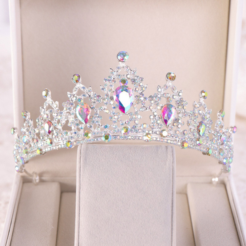 Queen Accessories - Modische Hochzeits-Haaraccessoires Braut-Kopfschmuck Tiara Barocke Strass-Kristall-Kronen