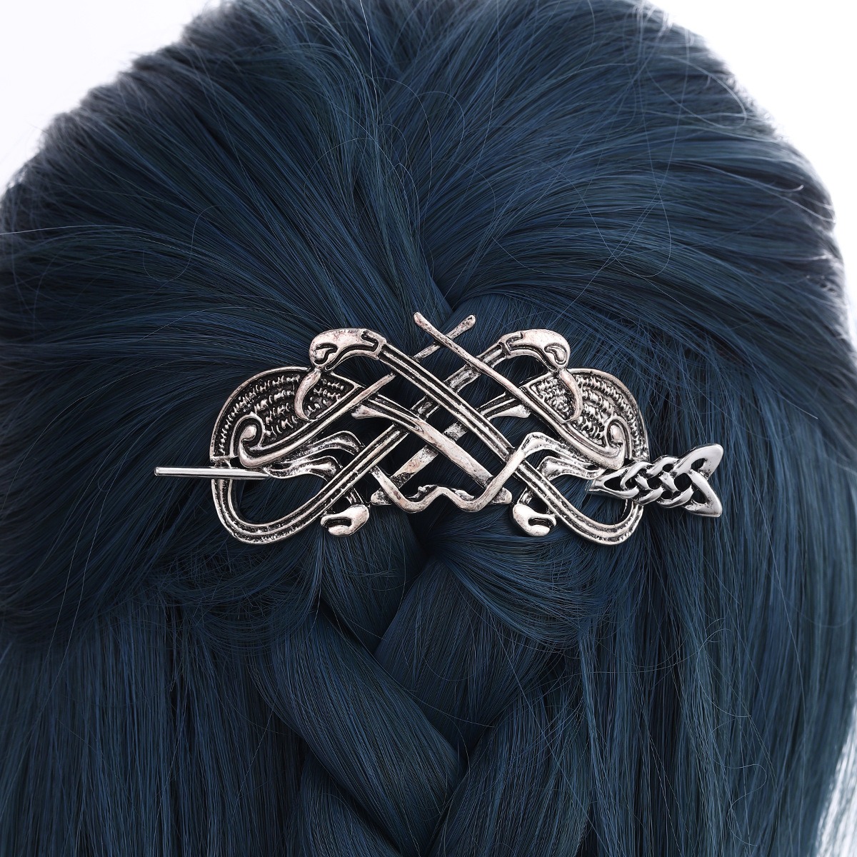 Women'S Viking Accessories - Viking Celtic Knot Doppel-Schlangen-Haarspange, Relief-Haarornament, umwickelte