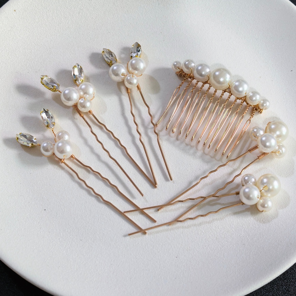 Pearl Hair Pin - Perlen-Kristall-Haarnadeln, Kamm-Set, Braut- und Hochzeits-Haarschmuck, handgefertigte