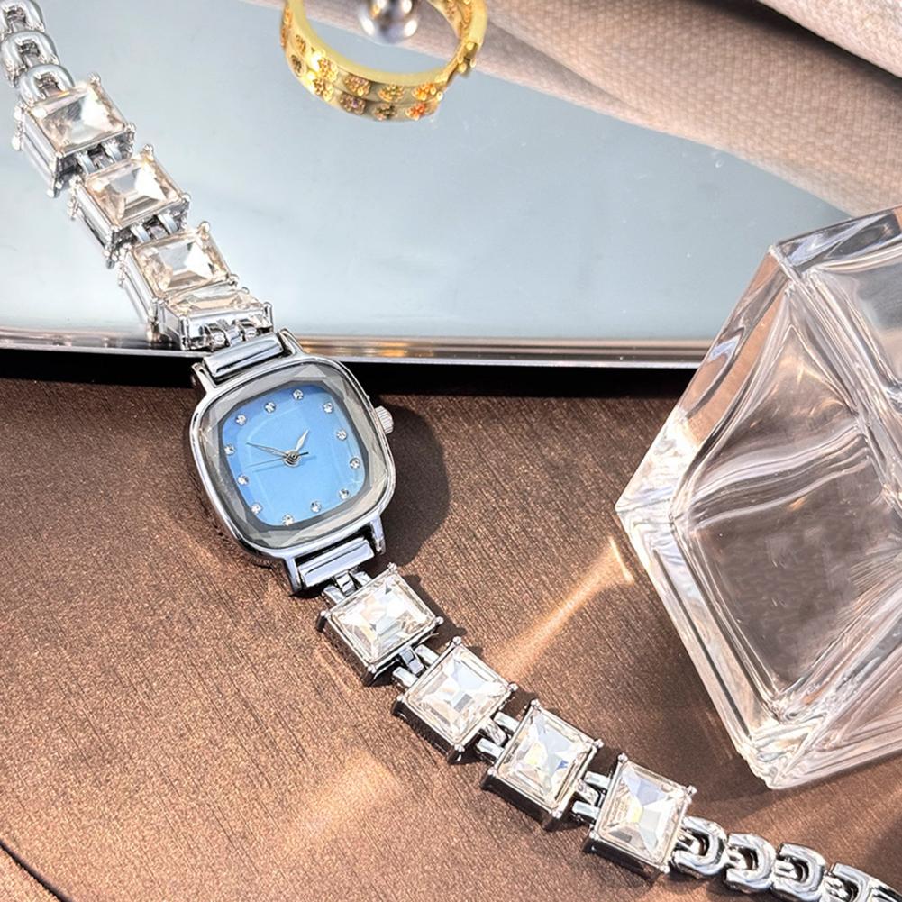 Women'S Accessories To Wear With Watch - Damen-Armbanduhr mit quadratischem Zifferblatt, luxuriösem Strassarmband,