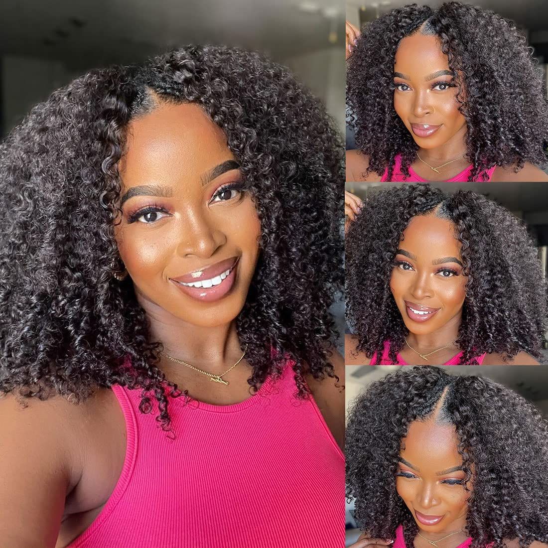 Women Accessories India - Afro Kinky Curly V-Part Maschinenperücke aus