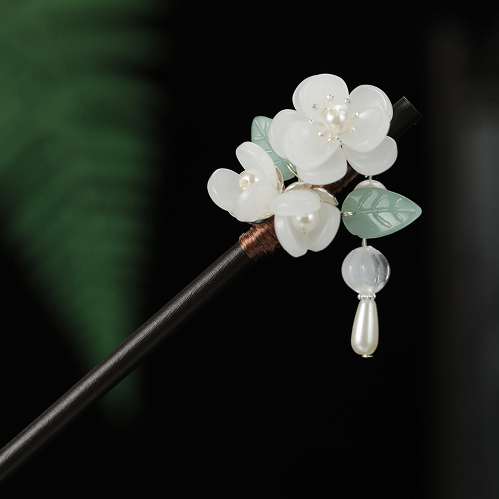 Pearl Hair Pin - Retro Blume Haarnadel Mit Perle Sandelholz
